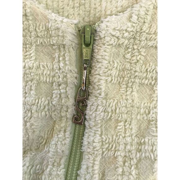 Signature II Stan Herman Green Terry Cloth Zip Front Robe Cover Up Pockets M - Picture 6 of 11